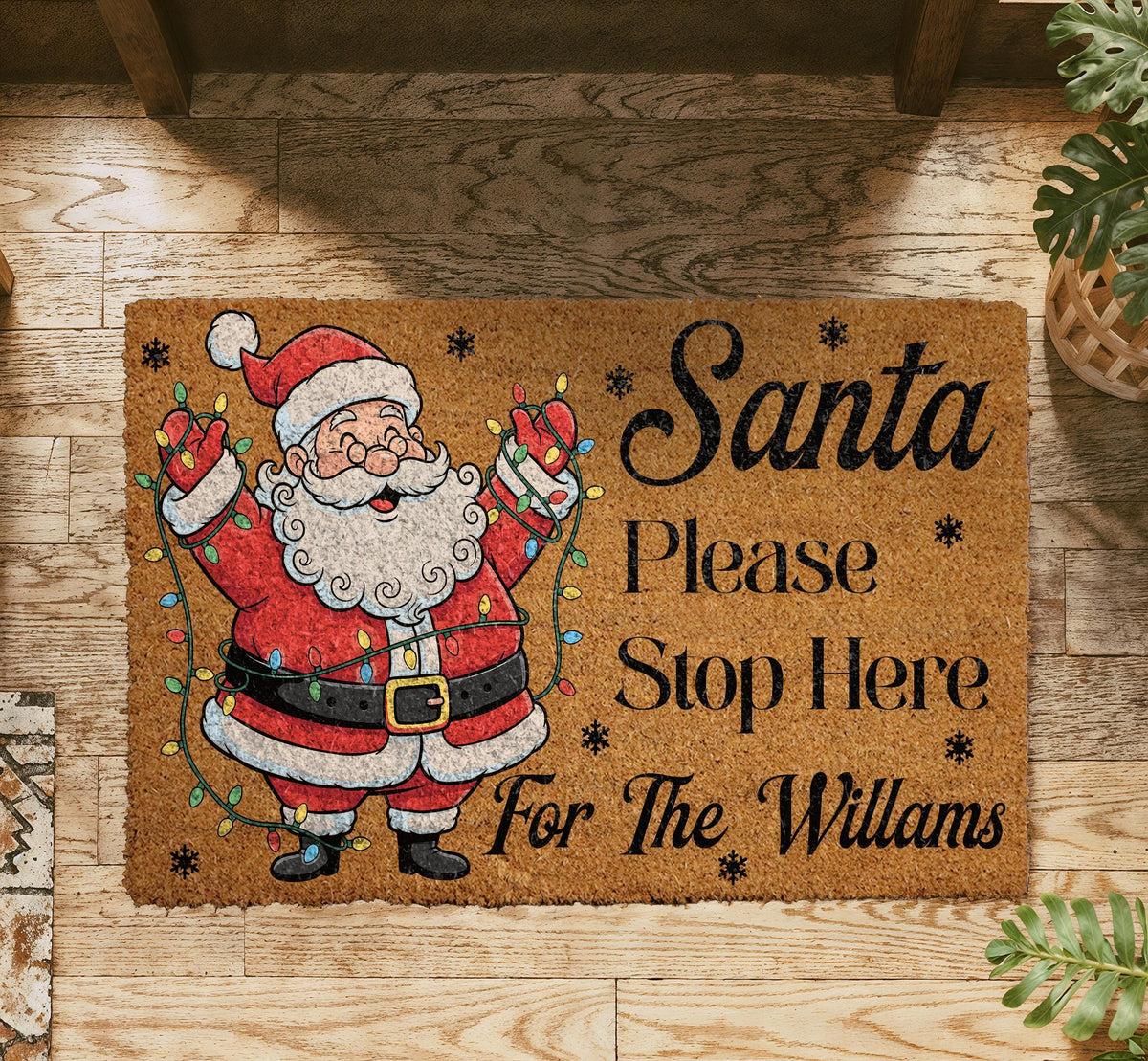 Personalized Christmas Doormat, Custom Family Name Holiday Welcome Mat