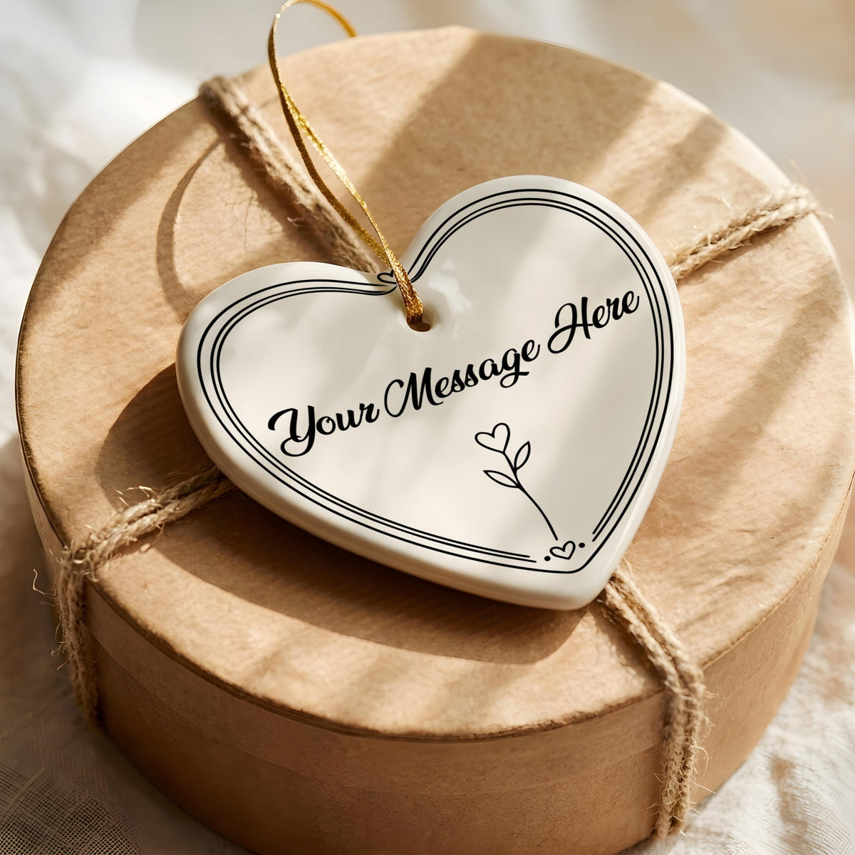 Custom Ceramic Heart Ornament, Personalized Christmas Ornament, Keepsake Gift for Couples, Holiday Tree Décor