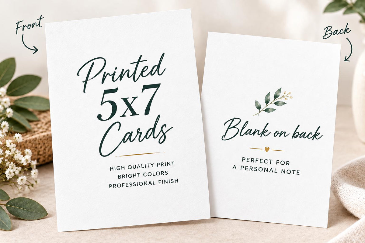 Custom 5x7 Printed Cards, Personalized Postcards, Logo Inserts (Full-Color)