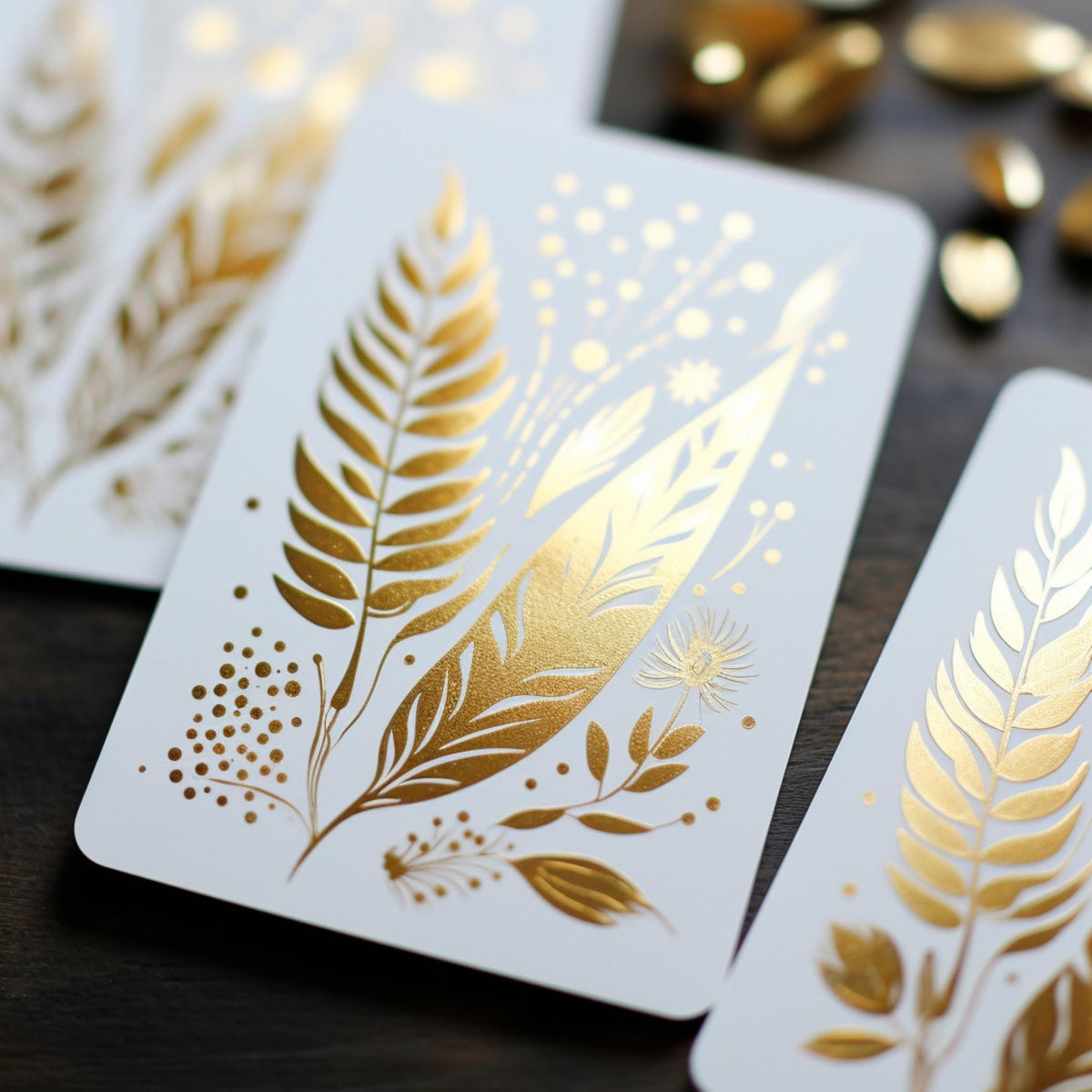 Custom Gold Foil Cards, Elegant Wedding Favors, Branding Tags (Square)