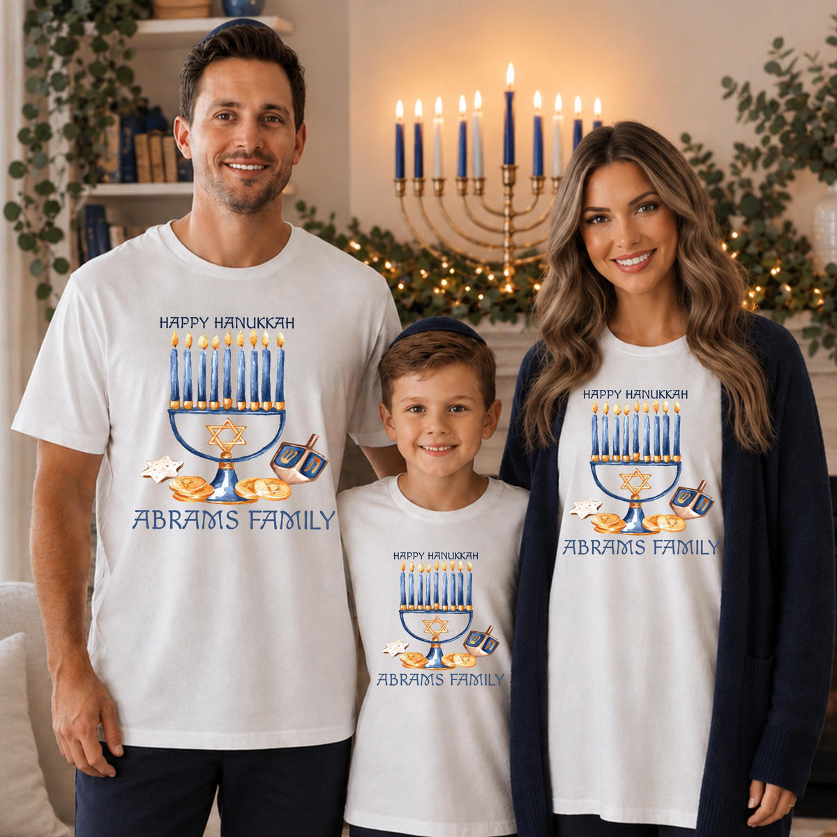 Personalized Hanukkah Family Shirt, Jewish Family Holiday Matching Tees, Menorah Sweatshirt