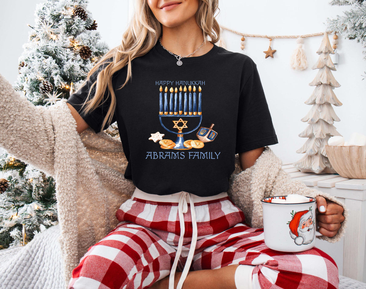 Personalized Hanukkah Family Shirt, Jewish Family Holiday Matching Tees, Menorah Sweatshirt