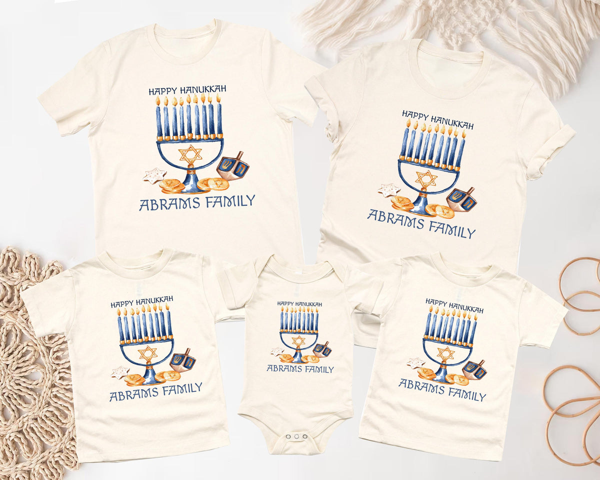 Personalized Hanukkah Family Shirt, Jewish Family Holiday Matching Tees, Menorah Sweatshirt