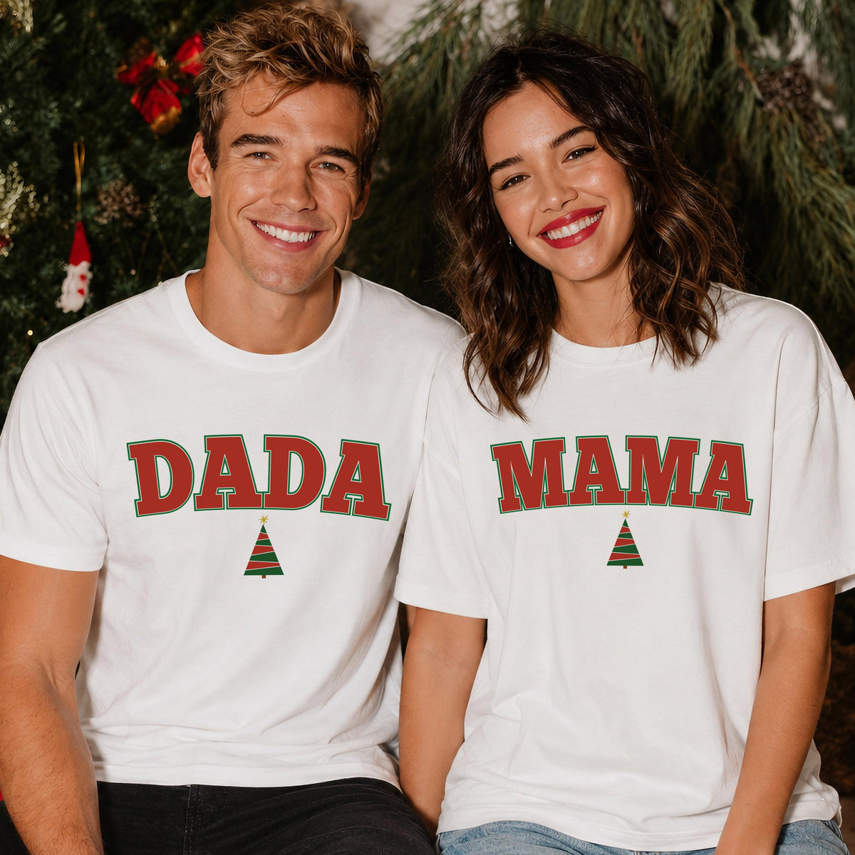 Christmas Tree Family Shirt, Xmas Mama & Dada Matching T-shirt, Christmas Nana and Papa Gift Tee