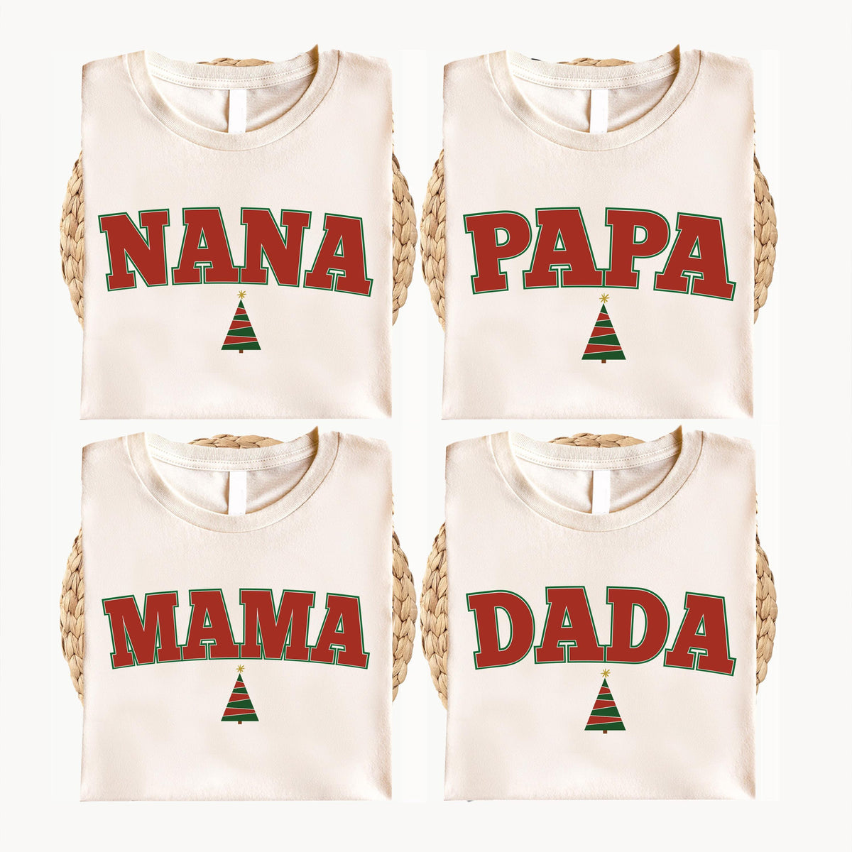 Christmas Tree Family Shirt, Xmas Mama & Dada Matching T-shirt, Christmas Nana and Papa Gift Tee