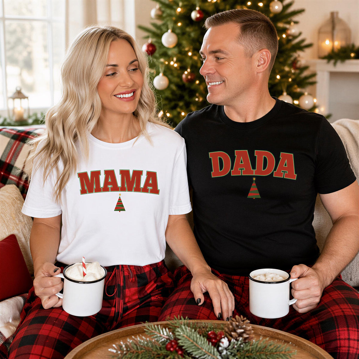 Christmas Tree Family Shirt, Xmas Mama & Dada Matching T-shirt, Christmas Nana and Papa Gift Tee