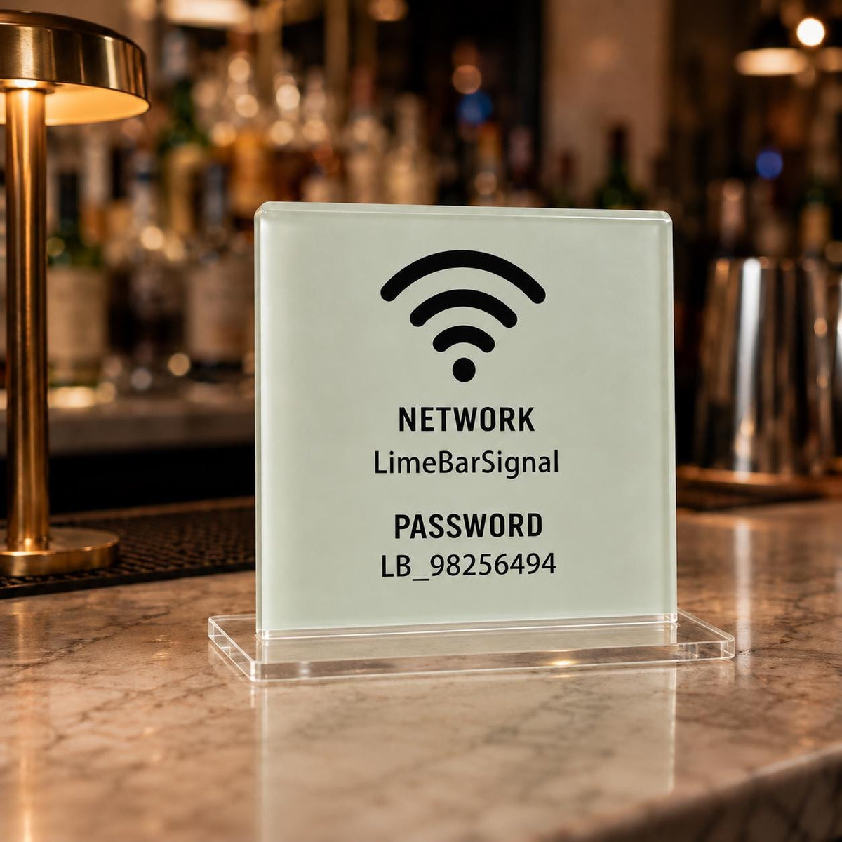 Custom Acrylic WiFi Sign, Personalized Network Password Display (Restaurant, Cafe, Bar)