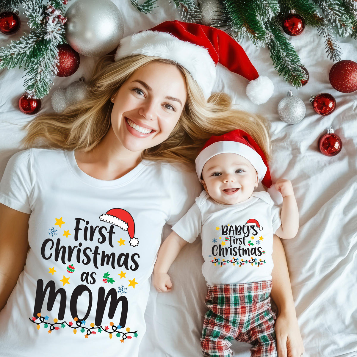 Christmas Family Matching Shirts, 1st Christmas Mom & Dad Gift Tee, Grandma Grandpa Xmas Sweatshirt