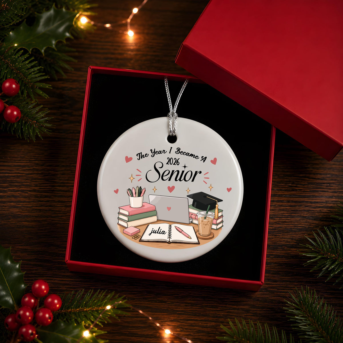Personalized Senior Graduation Ornament, The Year I Became a Senior Keepsake (Glass or Ceramic)