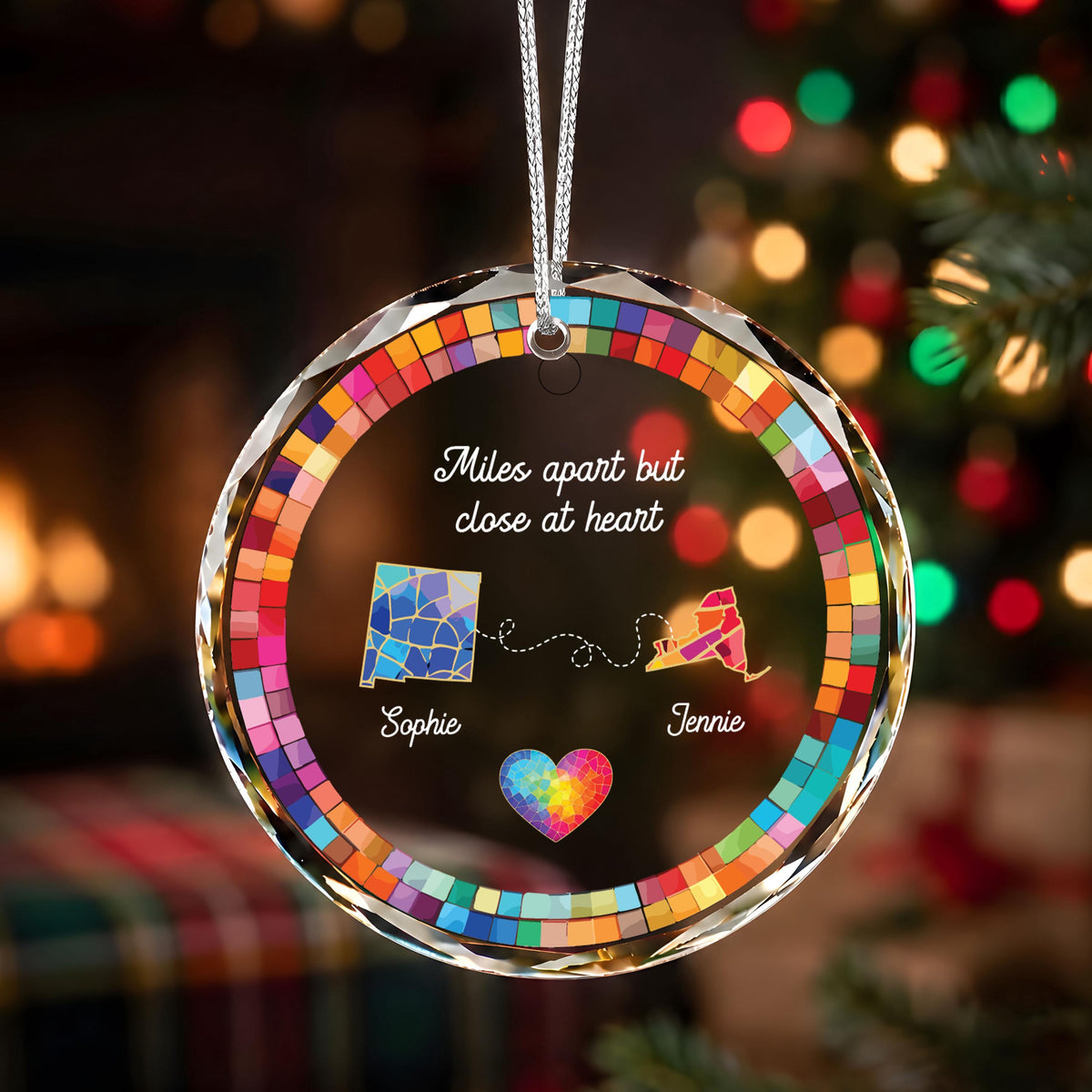 Custom Name & State Ornament, Miles Apart Close at Heart Keepsake