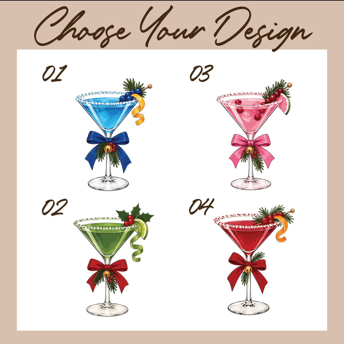 Personalized Merry Besties Cocktail Ornament, Custom Names Keepsake (Ceramic or Glass)