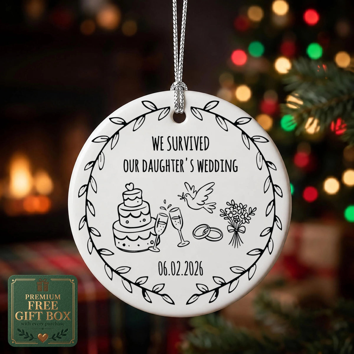 Parents of the Bride Wedding Ornament, Custom Date Keepsake