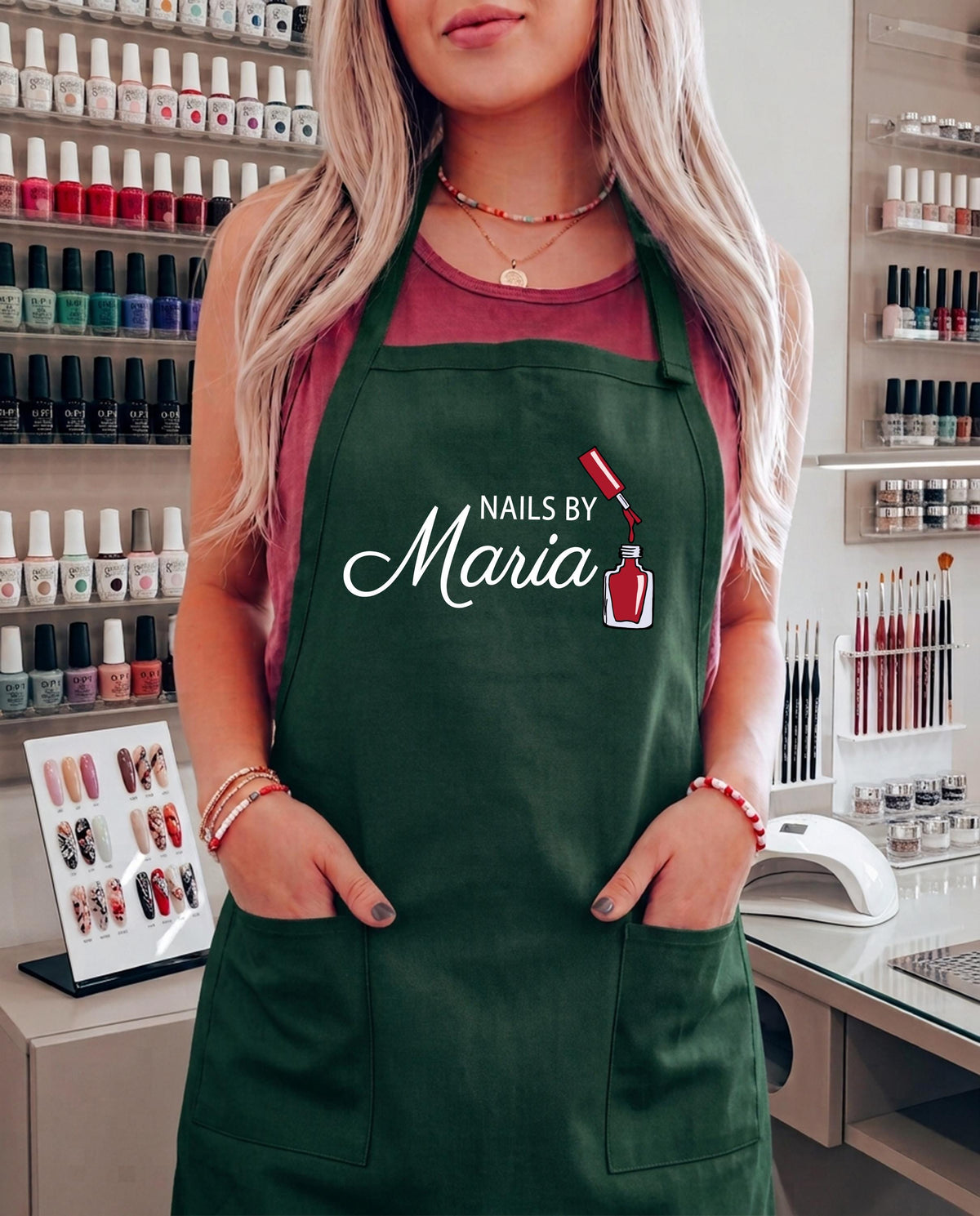 Custom Name Nail Artist Apron, Beauty Salon Aprons, Nail Stylist Gift Apron
