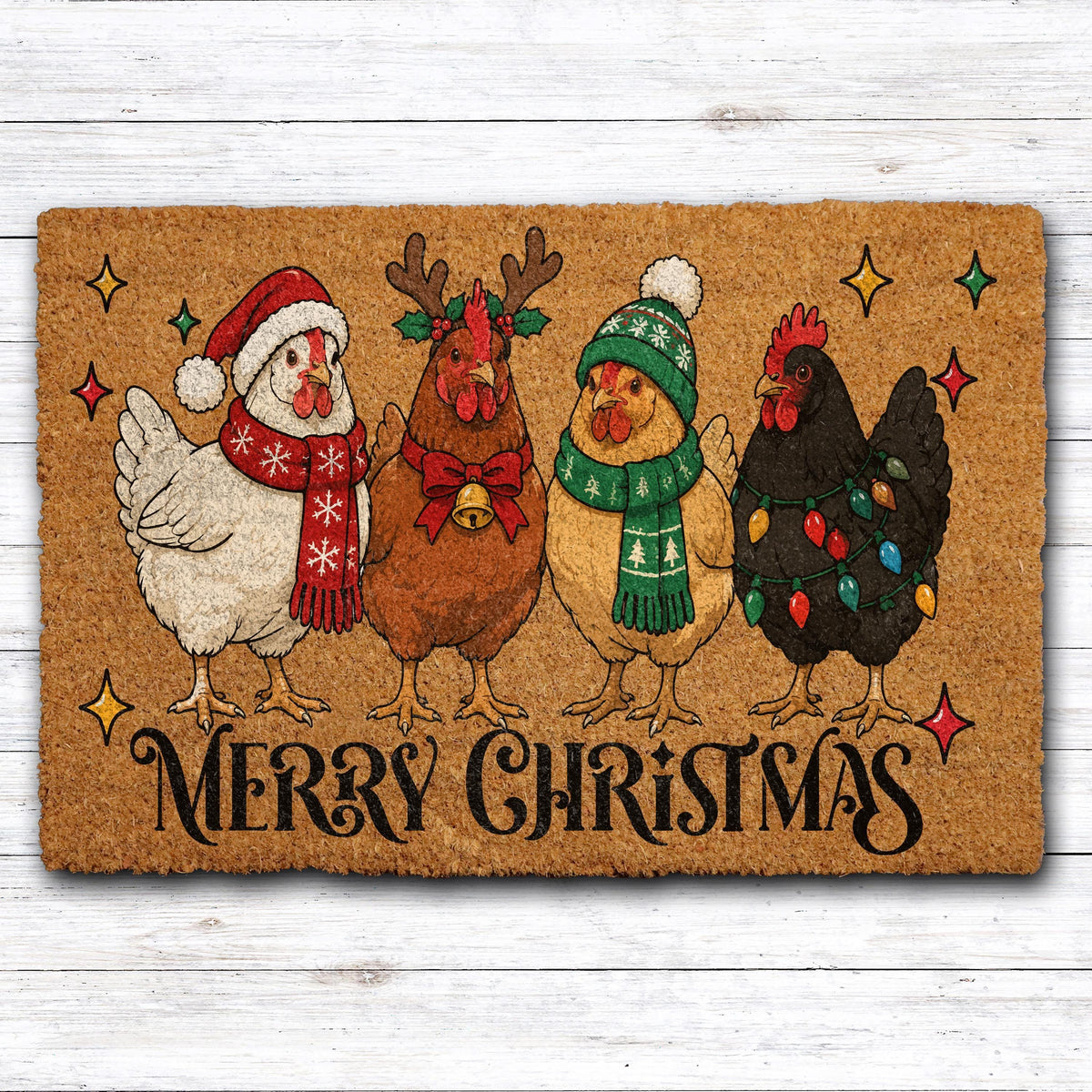Merry Christmas Chicken Coir Doormat