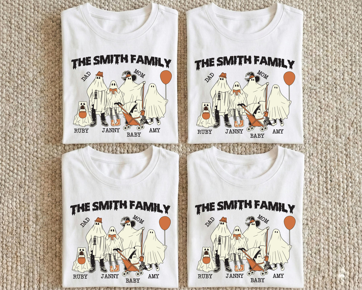Custom Ghost Family Shirt, Spooky Family Matching T-Shirt, Halloween Kids Tees