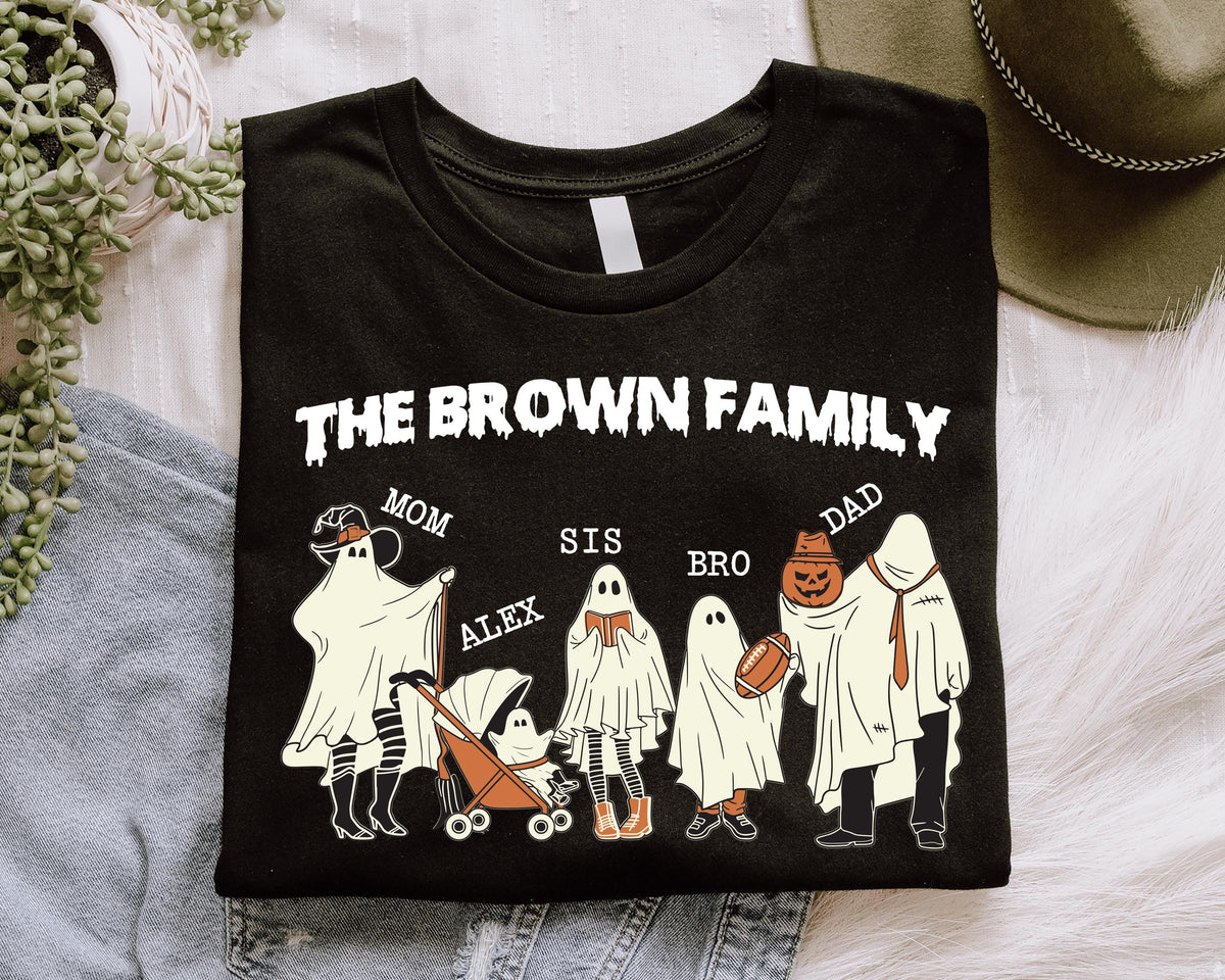 Custom Ghost Family Shirt, Spooky Family Matching T-Shirt, Halloween Kids Tees