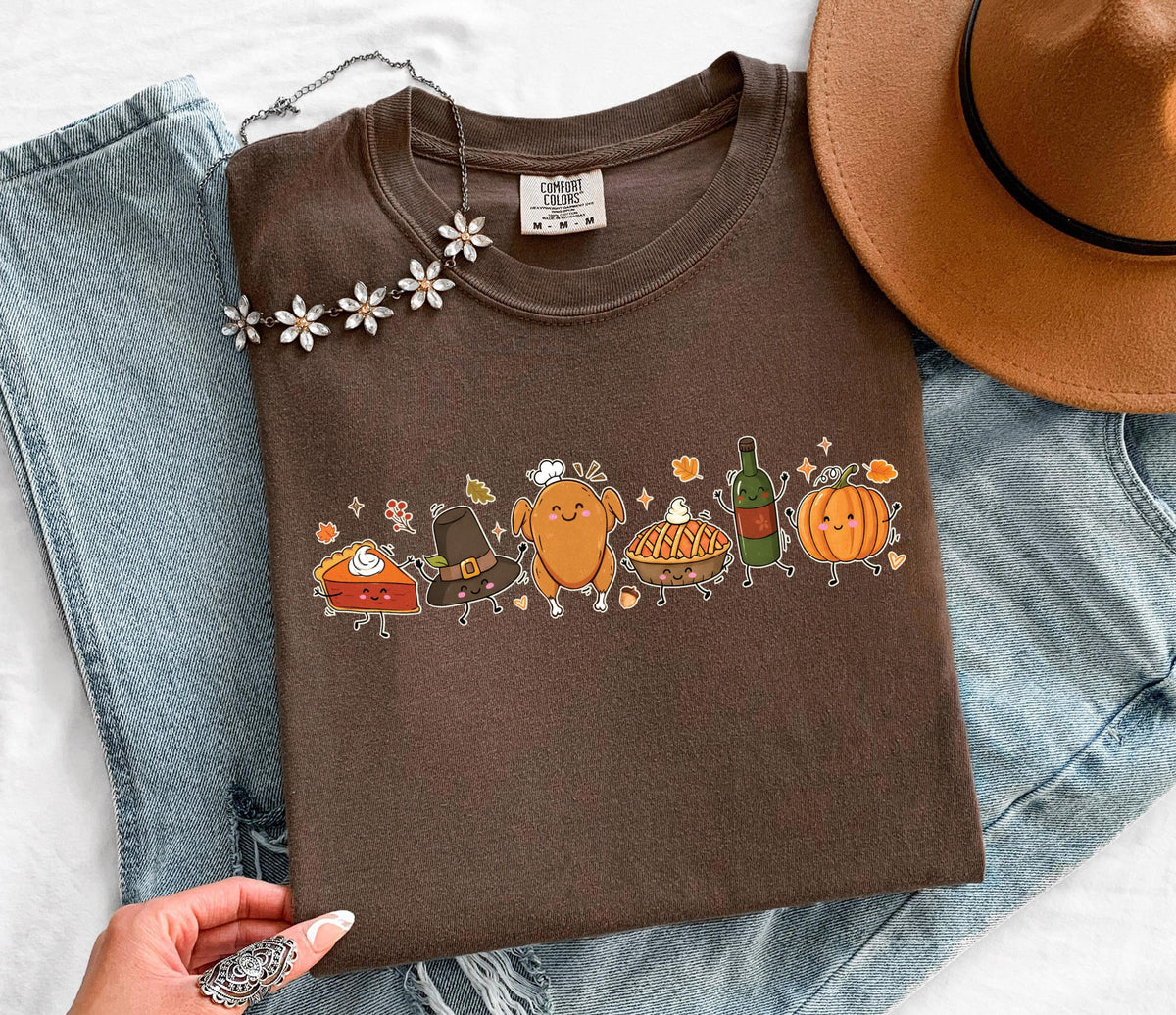 Thanksgiving Foods Comfort Colors® T-Shirt, Thankful Pumpkin Shirt, Funny Fall Dinner Tee