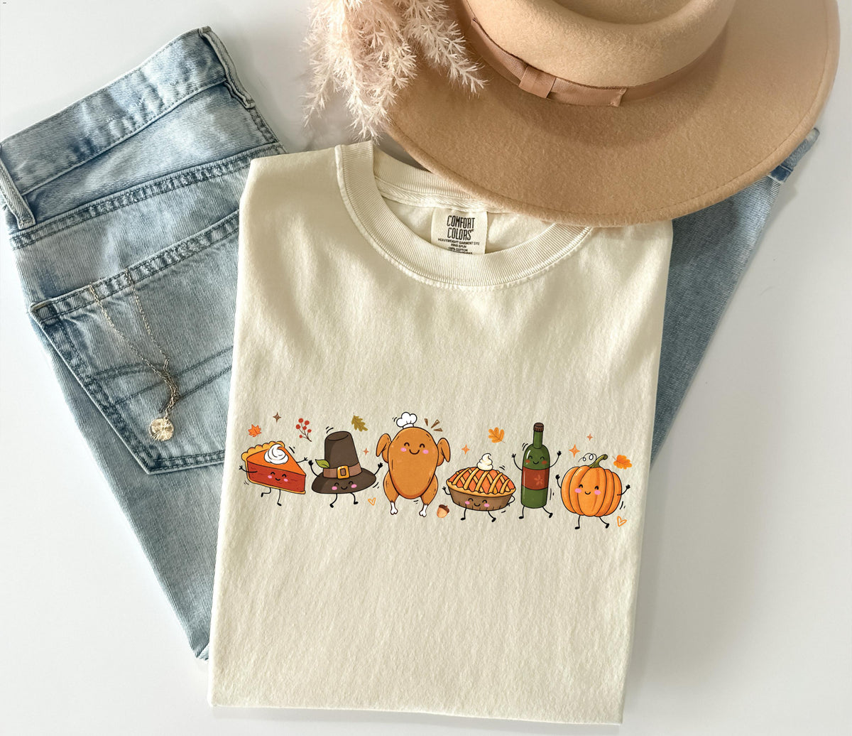 Thanksgiving Foods Comfort Colors® T-Shirt, Thankful Pumpkin Shirt, Funny Fall Dinner Tee