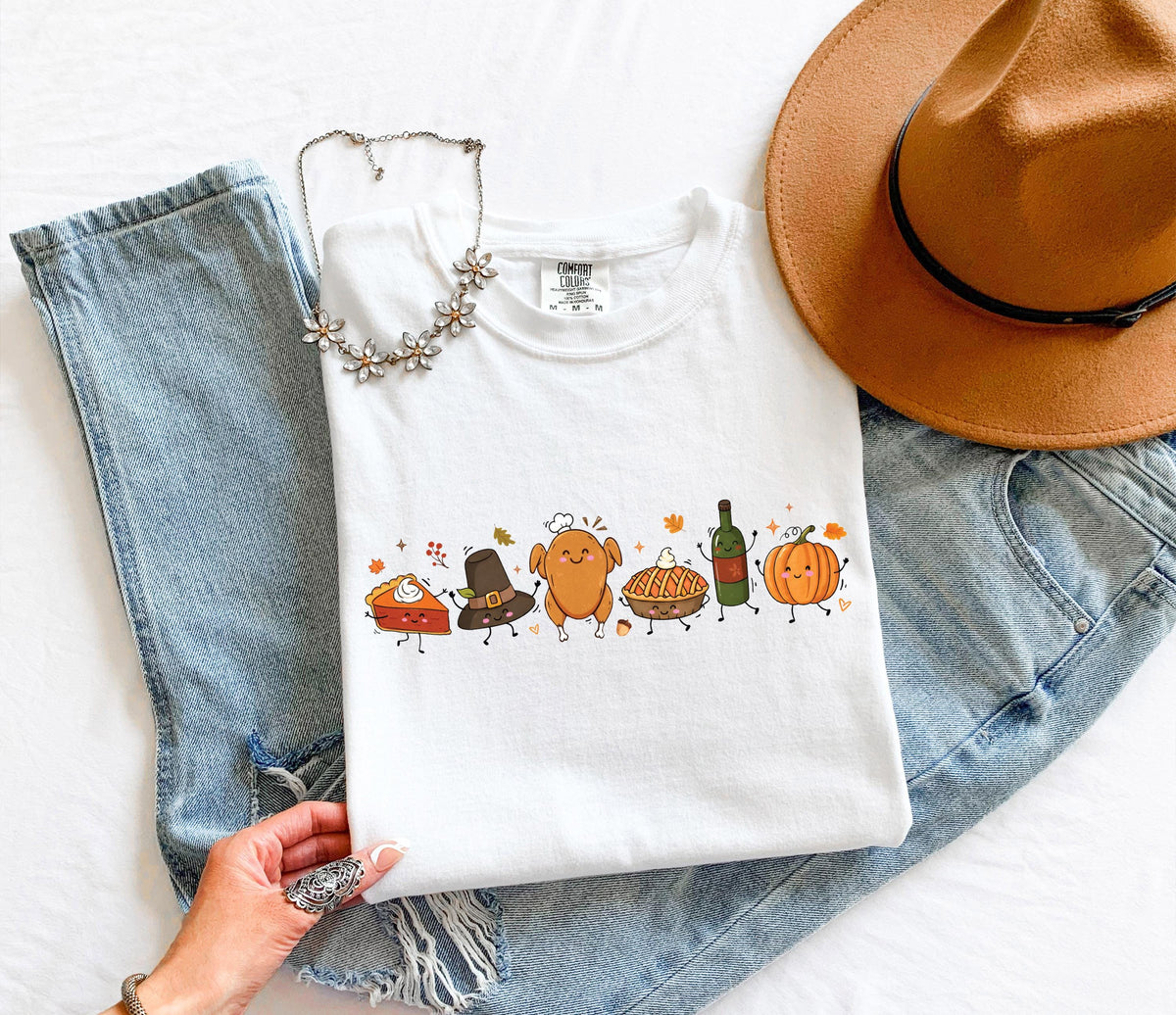 Thanksgiving Foods Comfort Colors® T-Shirt, Thankful Pumpkin Shirt, Funny Fall Dinner Tee