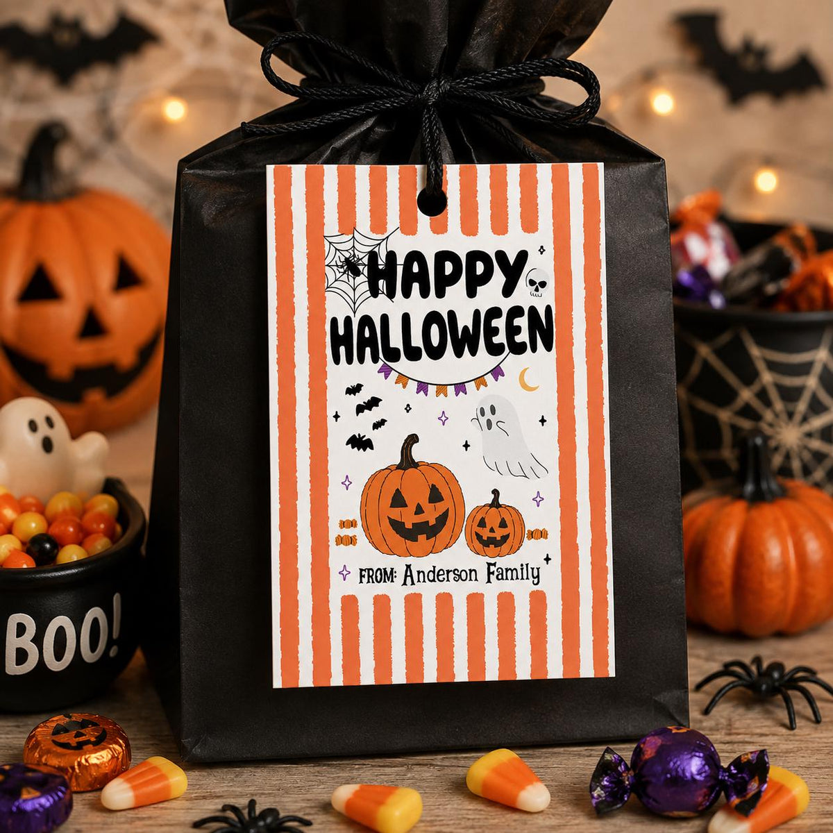 Halloween Treat Bag Tags, Personalized Party Favor Labels (Printed)
