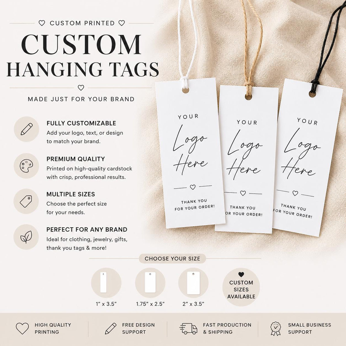 Gift Tags with String, Elegant Packaging Tags (Digital File)