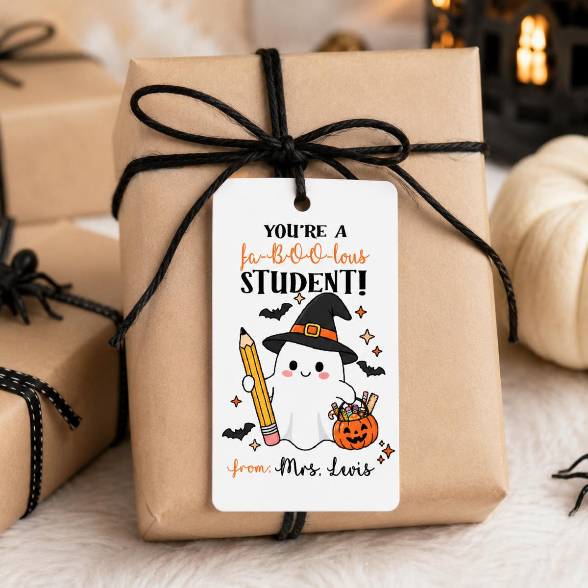 Halloween Teacher Gift Tags, Ghost Student, Kindergarten, Preschool, 1st Grade (Digital Download)