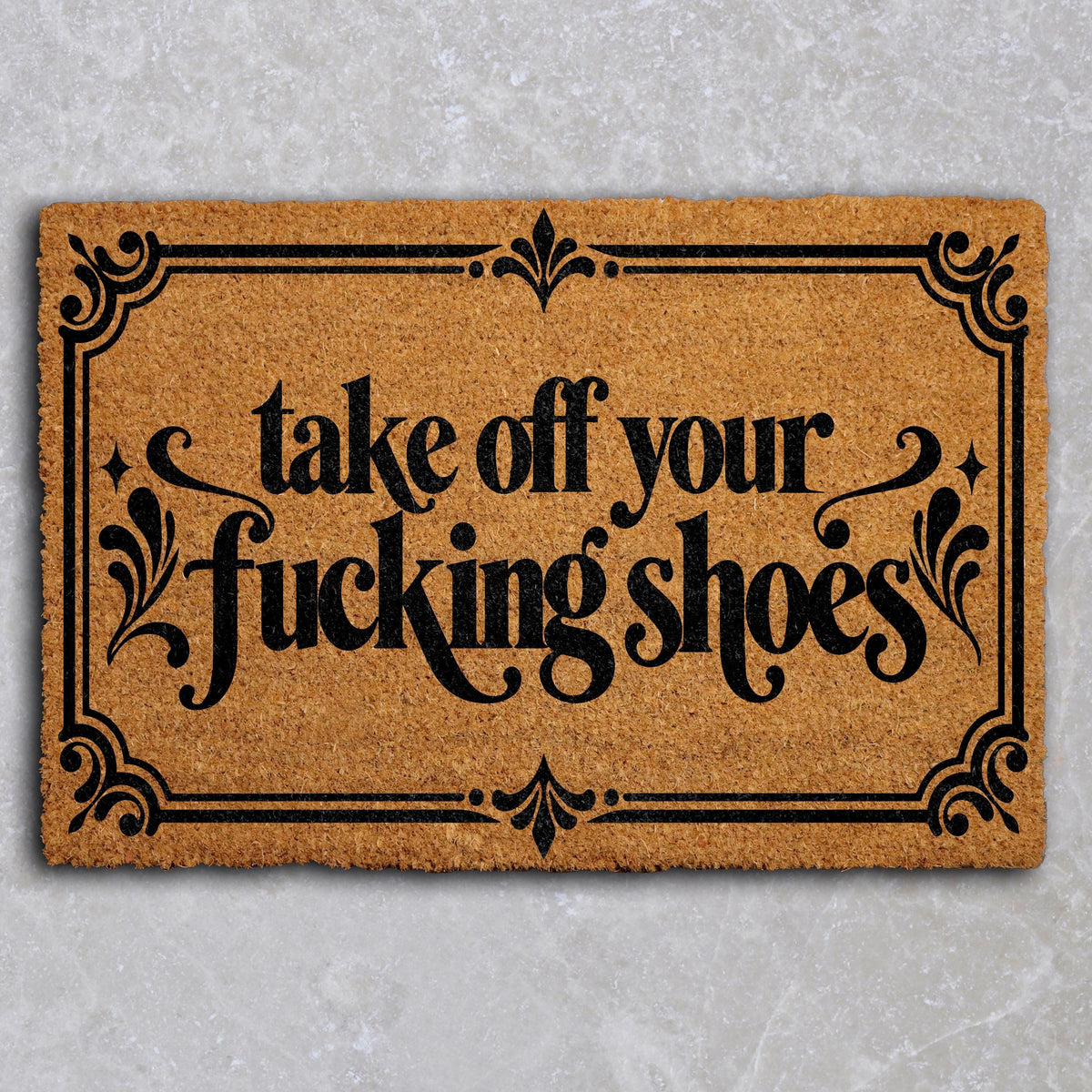 Funny Take Off Your Shoes Doormat, Rude Entryway Welcome Mat, Sarcastic Front Porch Decoration, Novelty Quote Housewarming Gift Idea