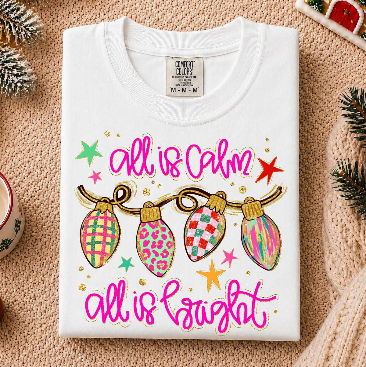 Christmas Lights Comfort Colors® Long Sleeve, Merry Christmas Shirt, Preppy Holiday Women Gift Tee