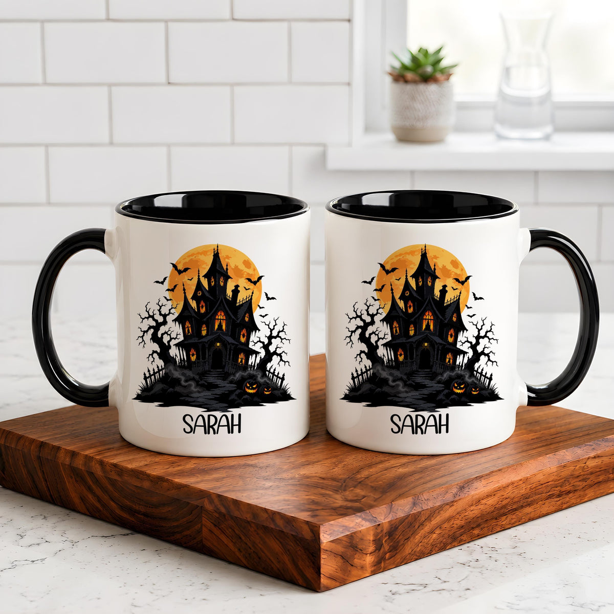 Personalized Bookish Ghost Halloween Ceramic Mug