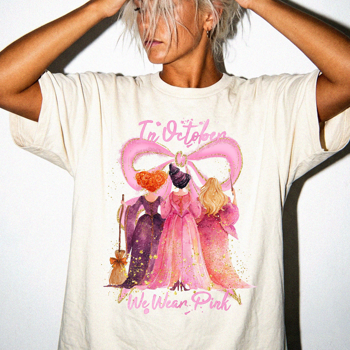Halloween Witch Breast Cancer Comfort Colors® Shirt, In October We Wear Pink Tee, Breast Cancer Awareness T-shirt