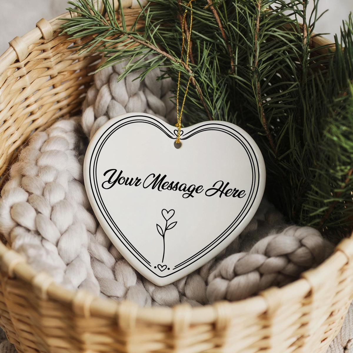 Custom Ceramic Heart Ornament, Personalized Christmas Ornament, Keepsake Gift for Couples, Holiday Tree Décor