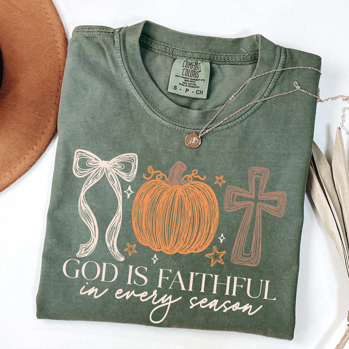 God is Faithful Comfort Colors® Shirt, Bible Verse Fall Pumpkin Season T-Shirt, Christian Autumn Long Sleeve
