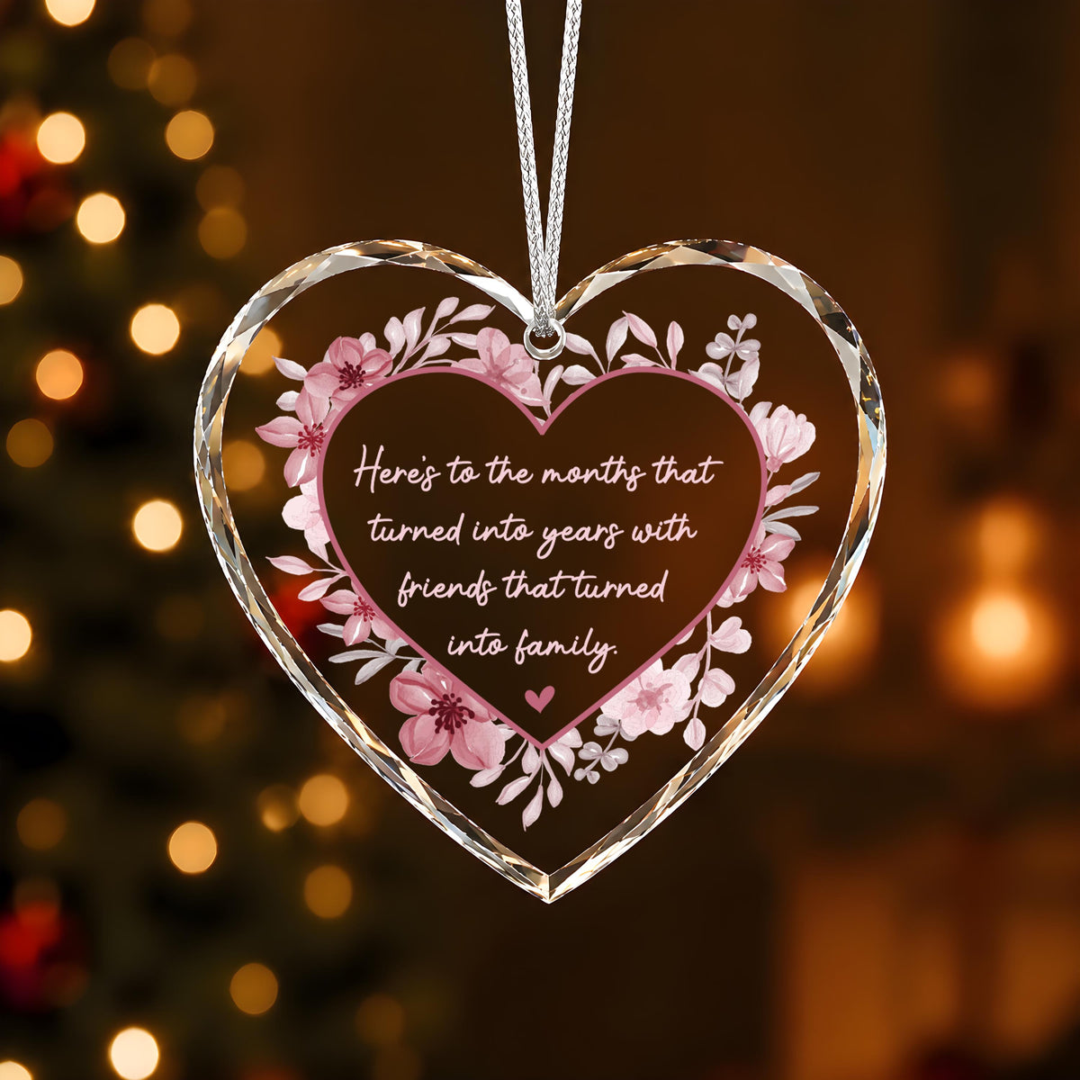 Friendship Christmas Ornament, Friends Turned Family Keepsake, Heart Shaped Tree Decor, Best Friend Gift, Meaningful Holiday Bauble