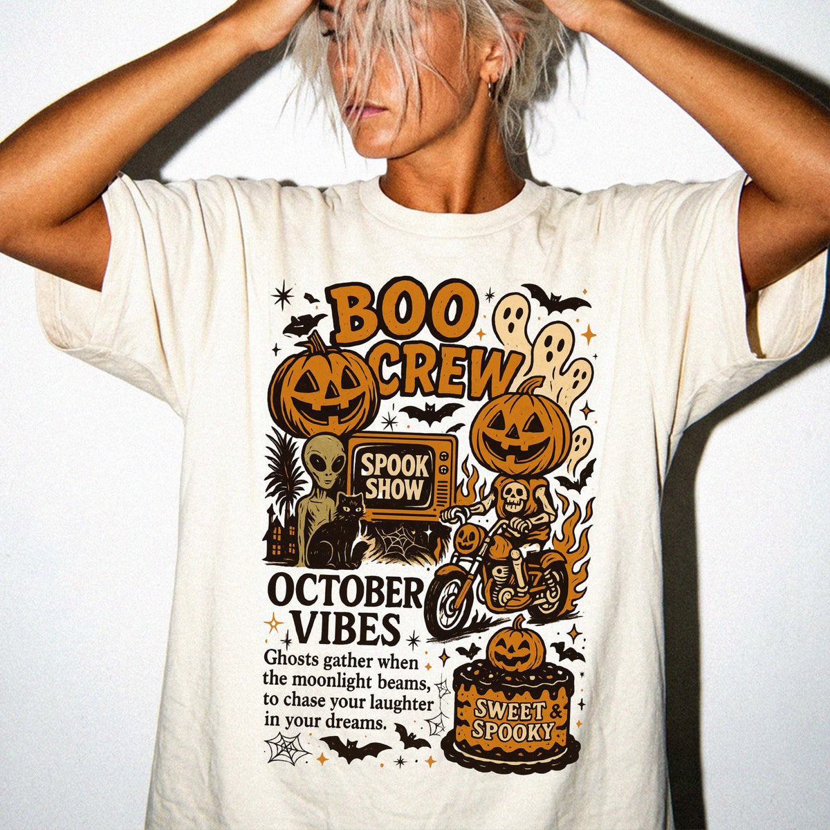 Retro Boo Crew Comfort Colors® Shirt, Halloween Party T-Shirt, October Vibes Tee