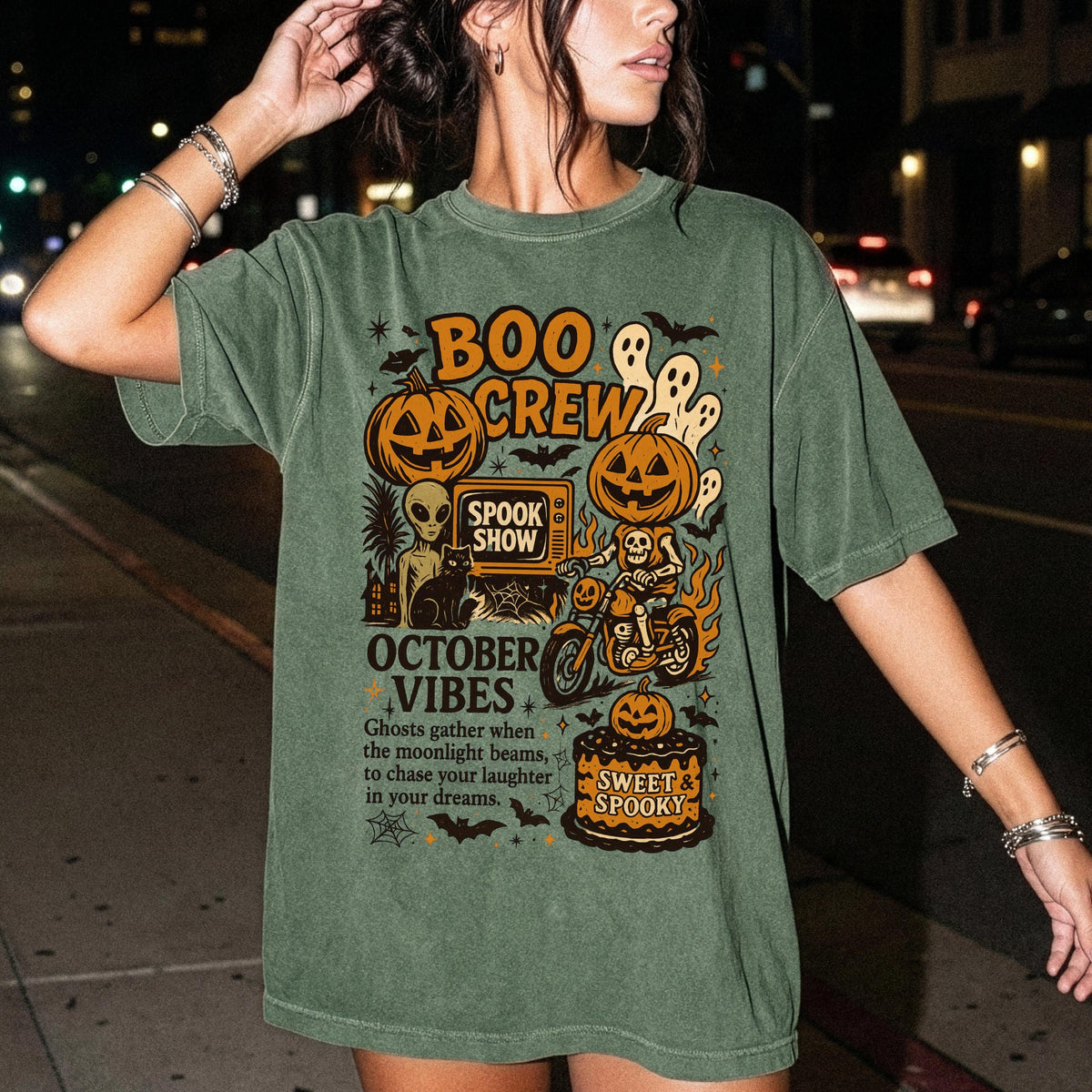 Retro Boo Crew Comfort Colors® Shirt, Halloween Party T-Shirt, October Vibes Tee