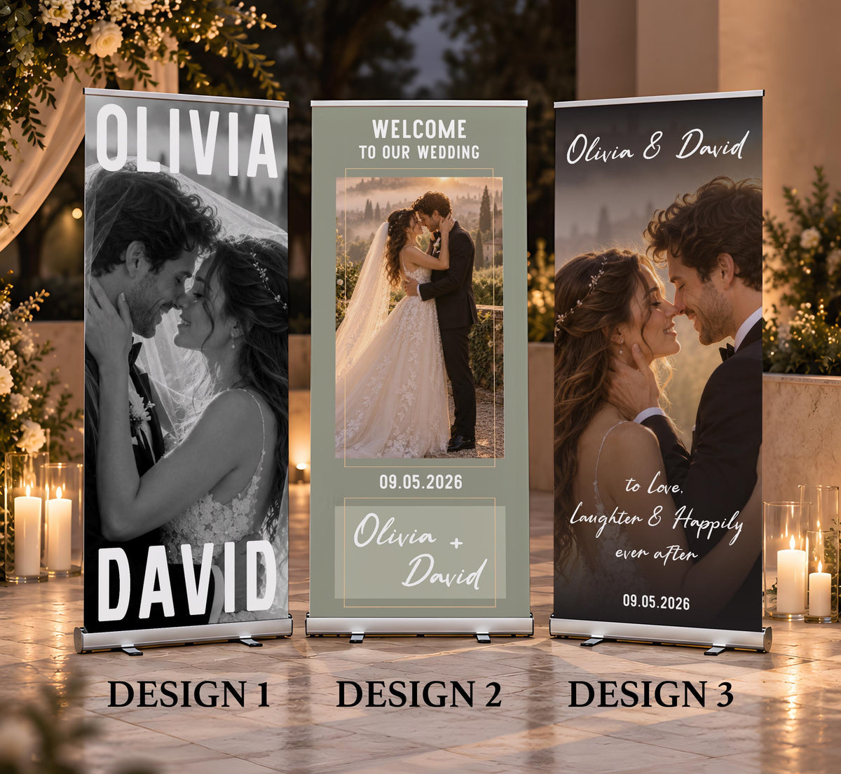 Custom Wedding Welcome Sign, Personalized Photo Roll Up Banner, Retractable Wedding Sign, Bridal Shower Decor, Engagement Party Signage