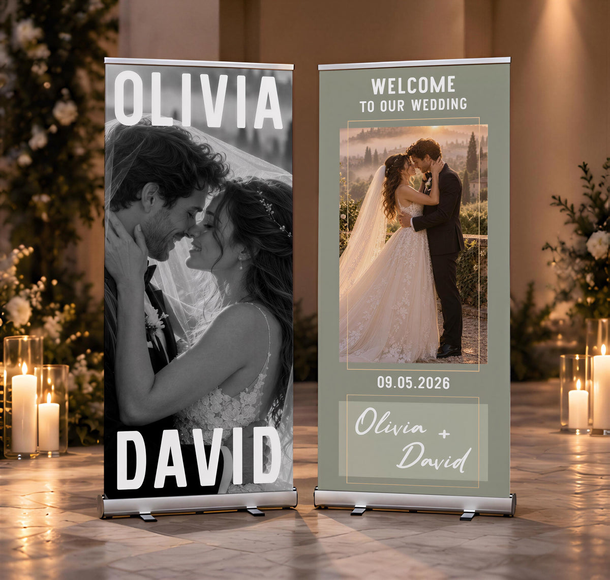 Custom Wedding Welcome Sign, Personalized Photo Roll Up Banner, Retractable Wedding Sign, Bridal Shower Decor, Engagement Party Signage