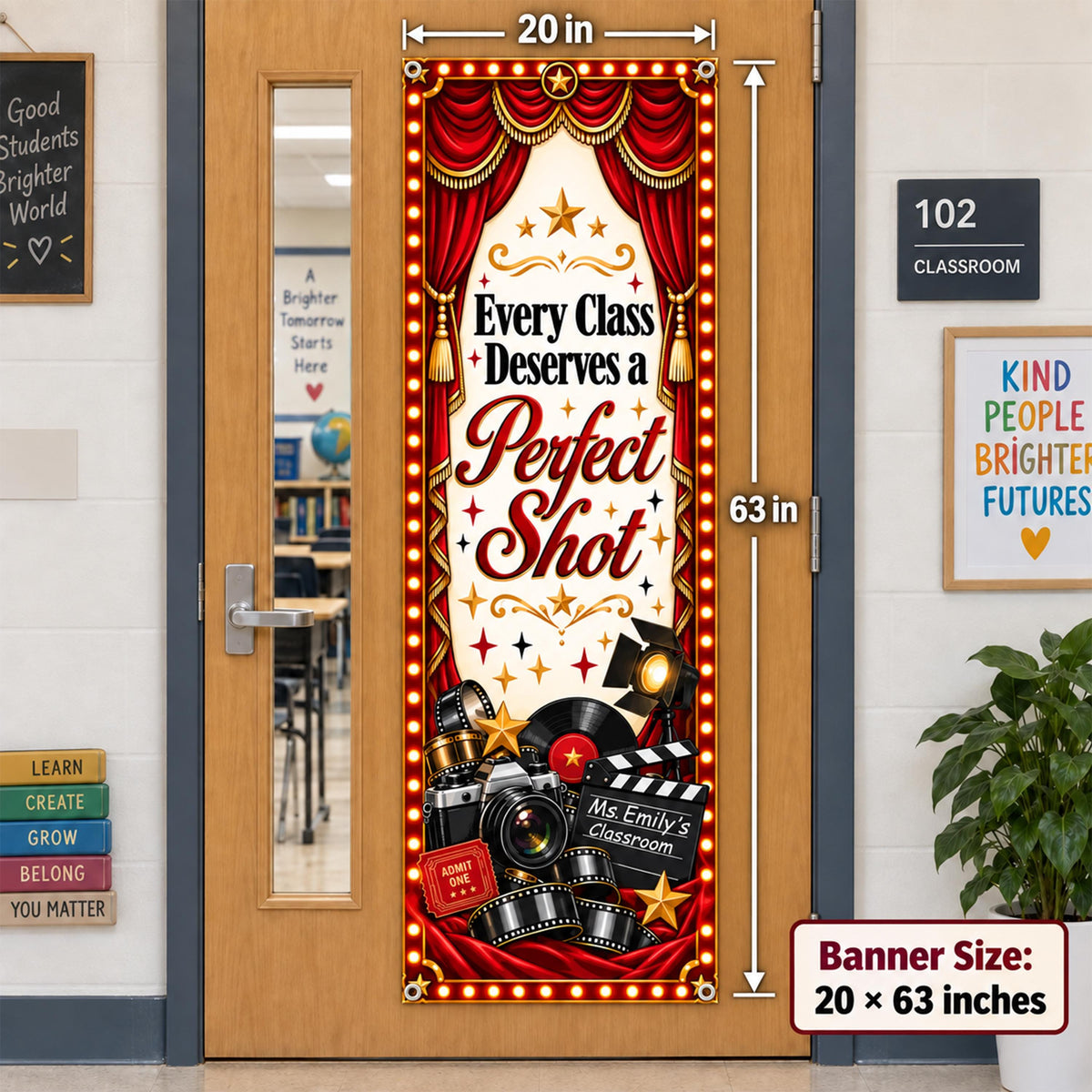 Custom Classroom Door Banner, Drama Theater Music Art Class Sign, Personalized Teacher Class Door Decor