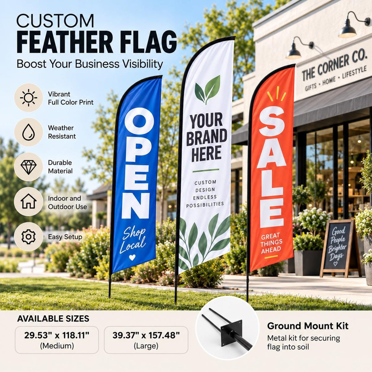 Custom Feather Flag Advertising Banner, Outdoor Polyester Beach Flag Sign, Event Display