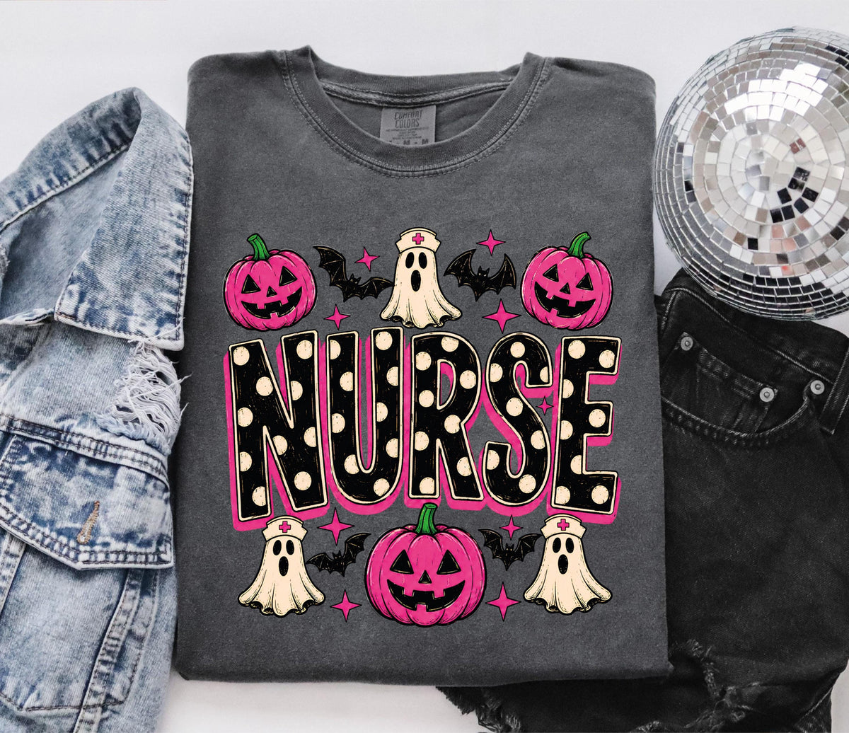Spooky Nurse Comfort Colors® T-Shirt, Halloween Ghost Nursing Tee, Jack O Lantern Nurse Gift Shirt