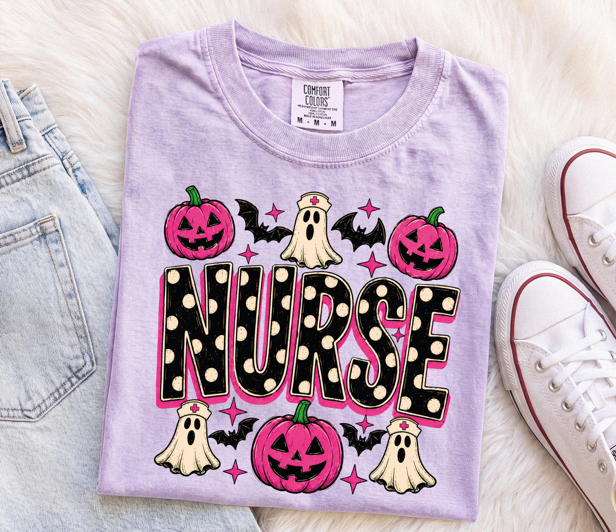 Spooky Nurse Comfort Colors® T-Shirt, Halloween Ghost Nursing Tee, Jack O Lantern Nurse Gift Shirt