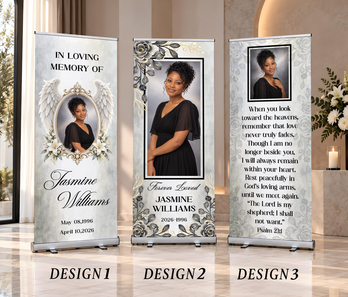 Custom Funeral Roll Up Banner, In Loving Memory Sign, Personalized Memorial Retractable Banner, Celebration of Life