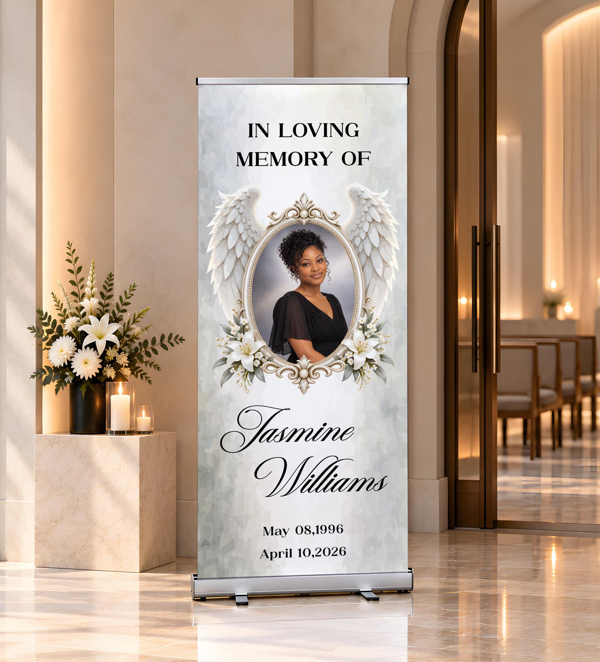 Custom Funeral Roll Up Banner, In Loving Memory Sign, Personalized Memorial Retractable Banner, Celebration of Life
