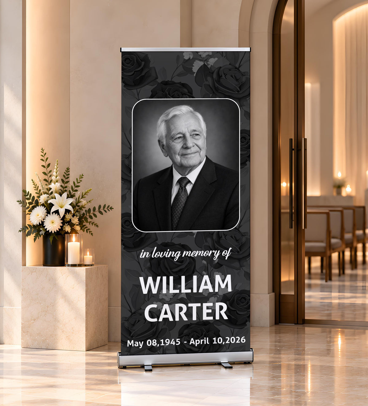 Custom Photo Funeral Roll Up Banner, In Loving Memory Sign, Personalized Memorial Retractable Banner, Celebration of Life