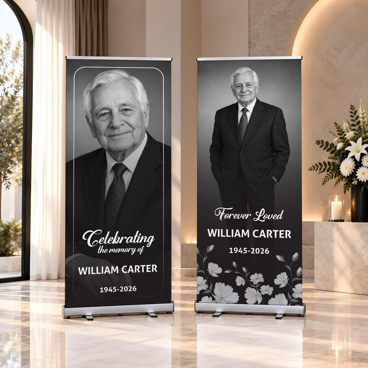 Custom Photo Funeral Roll Up Banner, In Loving Memory Sign, Personalized Memorial Retractable Banner, Celebration of Life
