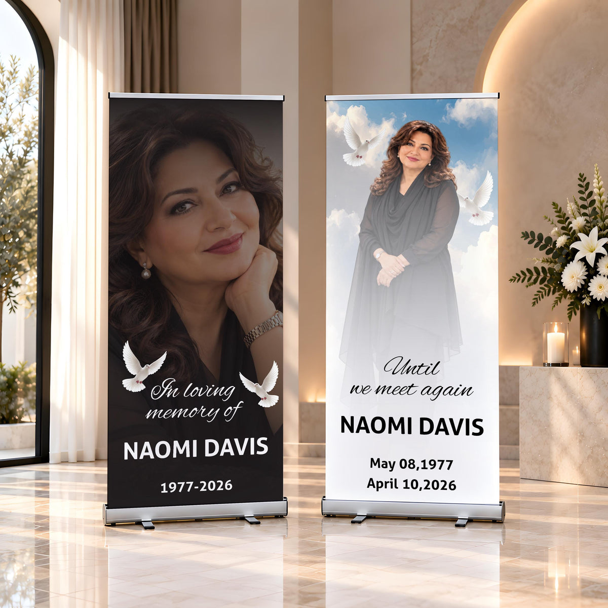 Custom Funeral Roll Up Banner, Memorial Photo Retractable Banner, Celebration of Life Welcome Sign, In Loving Memory Decor