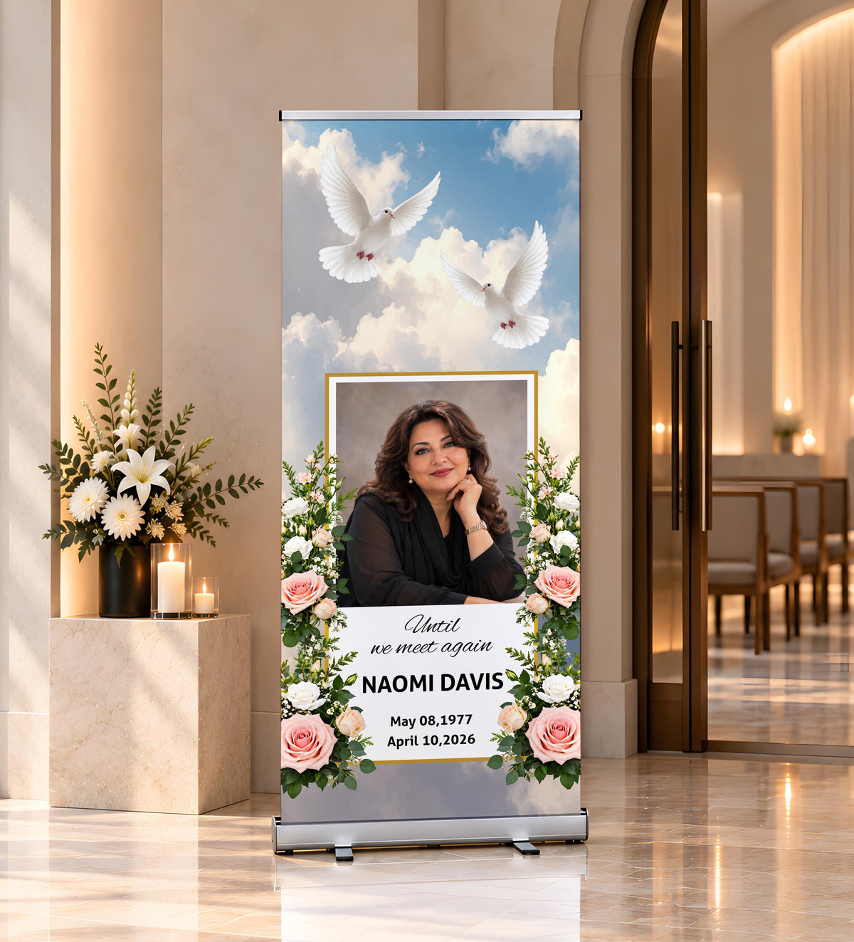 Custom Funeral Roll Up Banner, Memorial Photo Retractable Banner, Celebration of Life Welcome Sign, In Loving Memory Decor