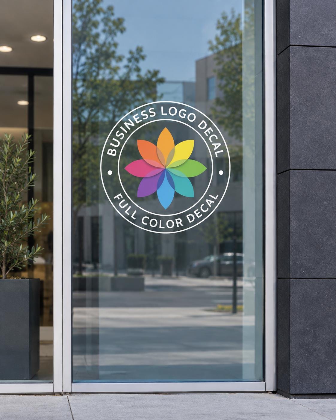 Custom Vinyl Door Logo Sign, Business Decal with Logo, Custom Text, Socials and QR Code, Storefront Lettering