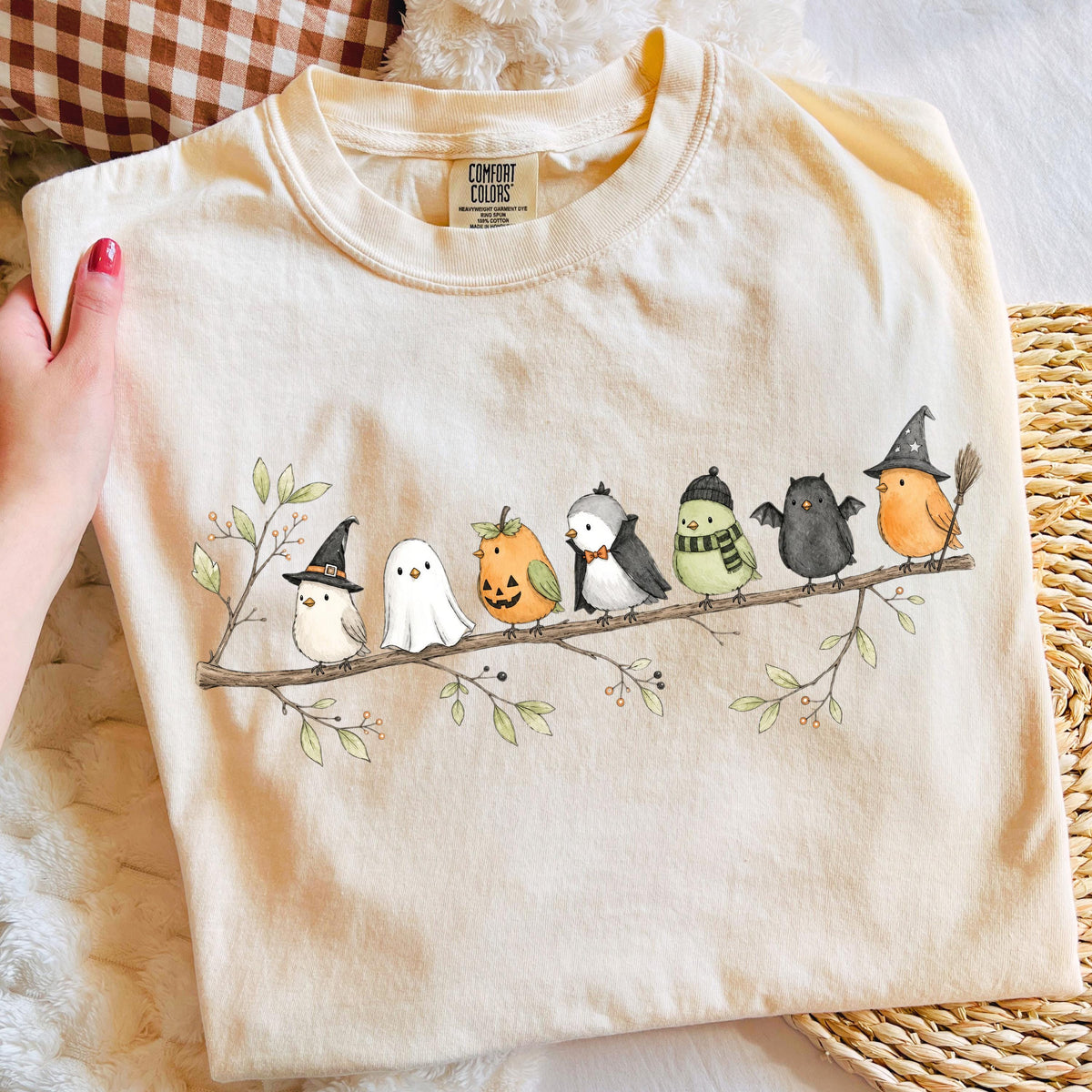 Halloween Bird Comfort Colors® Shirt, Birds on a Branch Tee, Bird Lover Gift, Fall Nature Lover Shirt