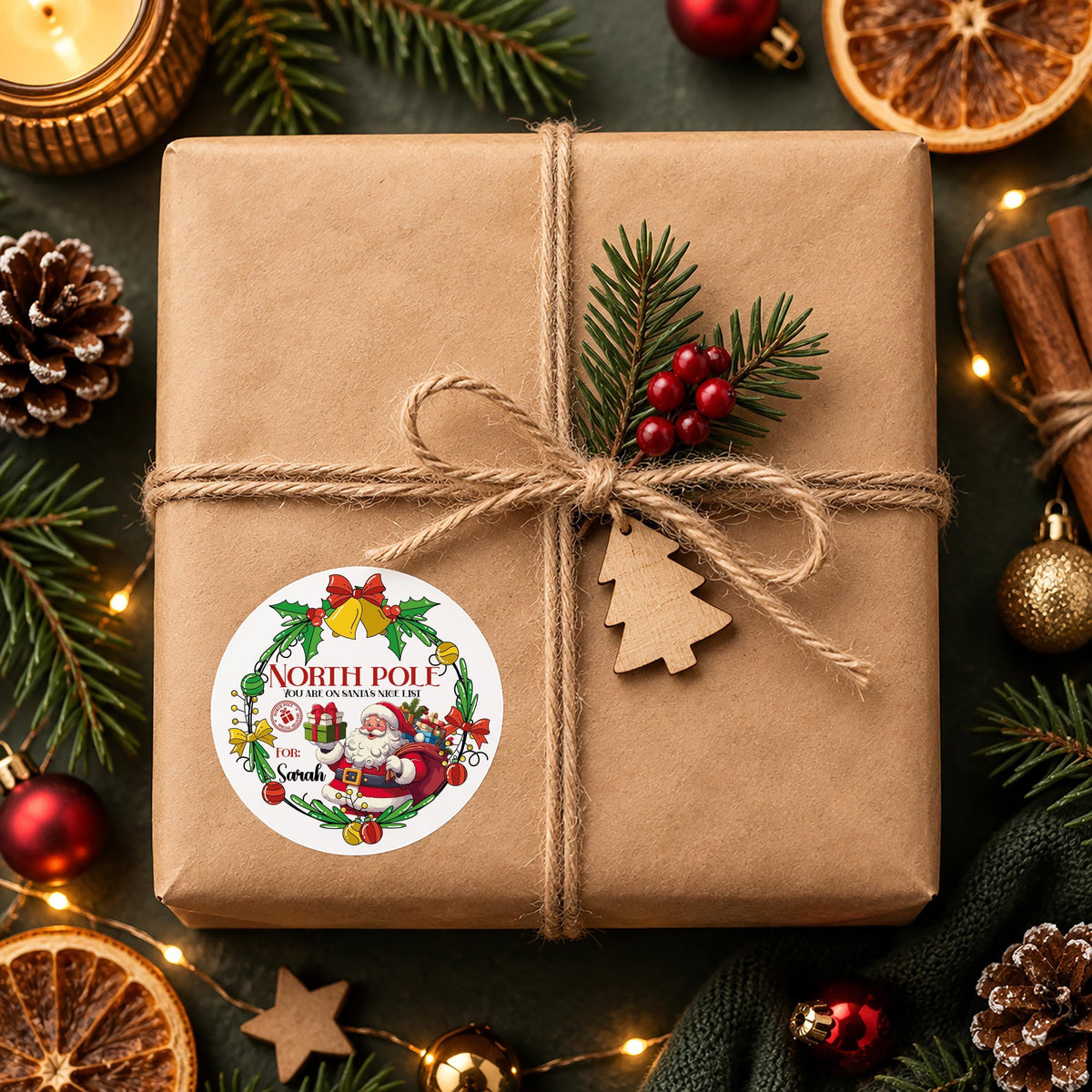 Personalized North Pole Stickers, Santa Nice List Labels, Custom Christmas Gift Tags, Holiday Wrapping Decal